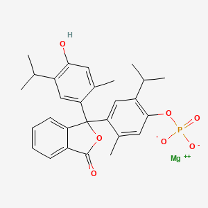 molecular formula C28H29MgO7P B1203818 magnesium;[4-[1-(4-hydroxy-2-methyl-5-propan-2-ylphenyl)-3-oxo-2-benzofuran-1-yl]-5-methyl-2-propan-2-ylphenyl] phosphate CAS No. 10496-54-5
