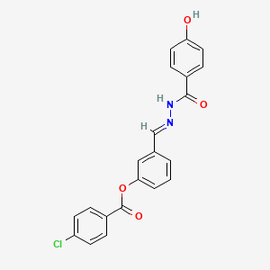 molecular formula C21H15ClN2O4 B12038183 [3-[(E)-[(4-hydroxybenzoyl)hydrazinylidene]methyl]phenyl] 4-chlorobenzoate 