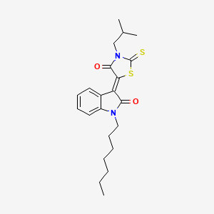 molecular formula C22H28N2O2S2 B12038253 5-(1-Heptyl-2-oxoindolin-3-ylidene)-3-isobutyl-2-thioxothiazolidin-4-one CAS No. 611185-68-3