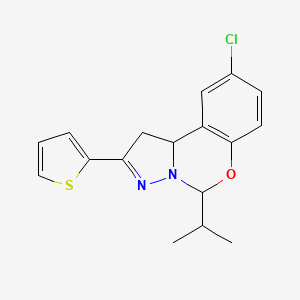 molecular formula C17H17ClN2OS B12038386 9-Chloro-5-isopropyl-2-(2-thienyl)-1,10B-dihydropyrazolo(1,5-C)(1,3)benzoxazine CAS No. 332062-67-6