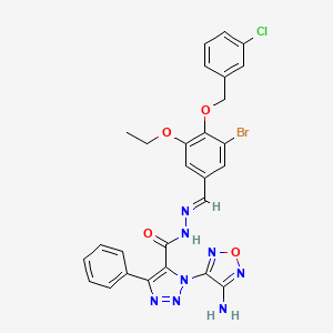 molecular formula C27H22BrClN8O4 B12038392 3-(4-amino-1,2,5-oxadiazol-3-yl)-N-[(E)-[3-bromo-4-[(3-chlorophenyl)methoxy]-5-ethoxyphenyl]methylideneamino]-5-phenyltriazole-4-carboxamide 