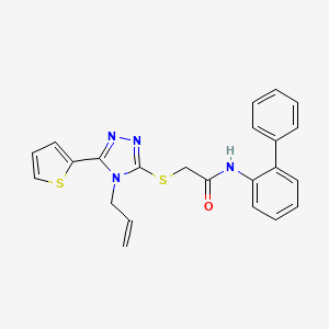 molecular formula C23H20N4OS2 B12038414 2-{[4-allyl-5-(2-thienyl)-4H-1,2,4-triazol-3-yl]sulfanyl}-N-[1,1'-biphenyl]-2-ylacetamide CAS No. 573935-42-9