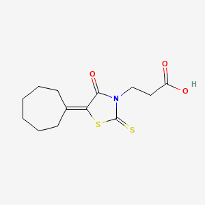 molecular formula C13H17NO3S2 B1203854 3-(5-Cycloheptylidene-4-oxo-2-sulfanylidene-3-thiazolidinyl)propanoic acid 