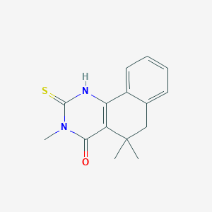 molecular formula C15H16N2OS B1203855 3,5,5-Trimethyl-2-sulfanylidene-1,6-dihydrobenzo[h]quinazolin-4-one 