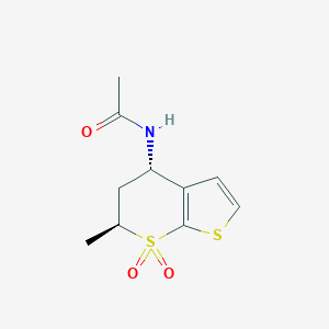 molecular formula C10H13NO3S2 B120386 N-[(4S,6S)-6-Methyl-7,7-dioxo-5,6-dihydro-4H-thieno[2,3-b]thiopyran-4-yl]acetamide CAS No. 147086-83-7