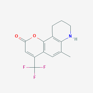 molecular formula C14H12F3NO2 B1203860 6-Methyl-4-(trifluoromethyl)-7,8,9,10-tetrahydropyrano[2,3-f]quinolin-2-one 