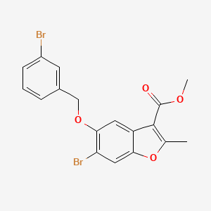 molecular formula C18H14Br2O4 B12038647 Methyl 6-bromo-5-((3-bromobenzyl)oxy)-2-methyl-1-benzofuran-3-carboxylate 