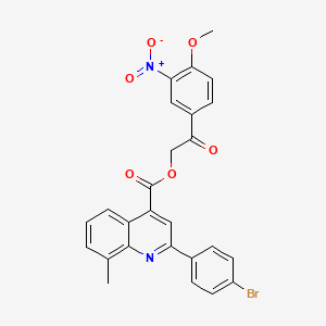 molecular formula C26H19BrN2O6 B12038664 2-(4-Methoxy-3-nitrophenyl)-2-oxoethyl 2-(4-bromophenyl)-8-methylquinoline-4-carboxylate 