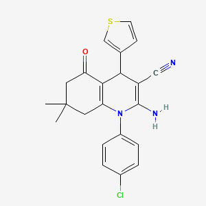molecular formula C22H20ClN3OS B12038699 2-Amino-1-(4-chlorophenyl)-7,7-dimethyl-5-oxo-4-(thiophen-3-yl)-1,4,5,6,7,8-hexahydroquinoline-3-carbonitrile CAS No. 311331-24-5