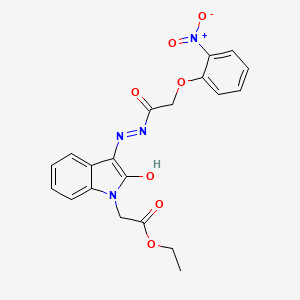 molecular formula C20H18N4O7 B12038725 ethyl [(3Z)-3-{2-[(2-nitrophenoxy)acetyl]hydrazinylidene}-2-oxo-2,3-dihydro-1H-indol-1-yl]acetate CAS No. 444771-57-7