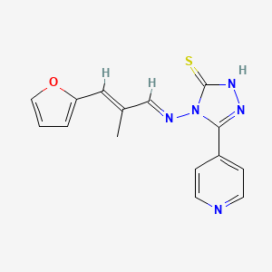 molecular formula C15H13N5OS B12038729 4-[[(E)-3-(2-furanyl)-2-methylprop-2-enylidene]amino]-3-pyridin-4-yl-1H-1,2,4-triazole-5-thione 