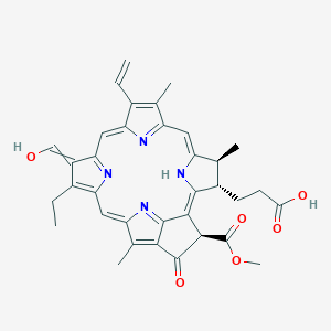 molecular formula C35H34N4O6 B1203875 3-[(3R,21S,22S)-16-ethenyl-11-ethyl-12-(hydroxymethylidene)-3-methoxycarbonyl-17,21,26-trimethyl-4-oxo-7,23,24,25-tetrazahexacyclo[18.2.1.15,8.110,13.115,18.02,6]hexacosa-1,5(26),6,8,10,13(25),14,16,18(24),19-decaen-22-yl]propanoic acid 