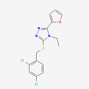 molecular formula C15H13Cl2N3OS B12038832 3-{[(2,4-dichlorophenyl)methyl]sulfanyl}-4-ethyl-5-(furan-2-yl)-4H-1,2,4-triazole CAS No. 585554-06-9