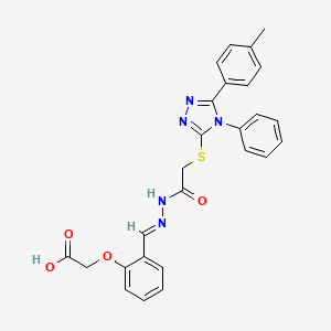 molecular formula C26H23N5O4S B12038879 (2-{(E)-[({[5-(4-Methylphenyl)-4-phenyl-4H-1,2,4-triazol-3-YL]sulfanyl}acetyl)hydrazono]methyl}phenoxy)acetic acid 
