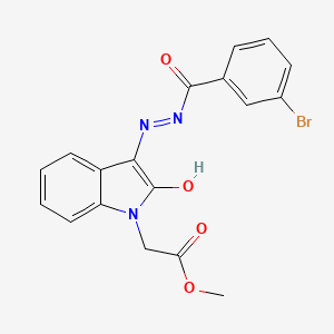 molecular formula C18H14BrN3O4 B12038893 Methyl 2-(3-(2-(3-bromobenzoyl)hydrazono)-2-oxoindolin-1-yl)acetate CAS No. 624726-21-2