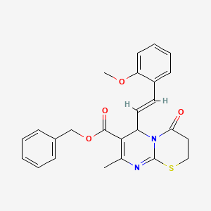 molecular formula C25H24N2O4S B12038899 benzyl 6-[(E)-2-(2-methoxyphenyl)ethenyl]-8-methyl-4-oxo-3,4-dihydro-2H,6H-pyrimido[2,1-b][1,3]thiazine-7-carboxylate CAS No. 624725-96-8
