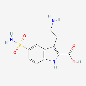 molecular formula C11H13N3O4S B12038909 3-(2-aminoethyl)-5-sulfamoyl-1H-indole-2-carboxylic acid 