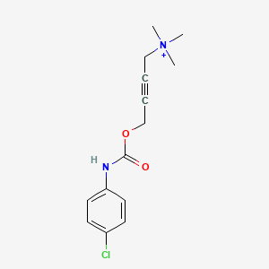 molecular formula C14H18ClN2O2+ B1203891 N,N,N-Trimethyl-4-[N-(4-chlorophenyl)aminocarbonyloxy]-2-butyn-1-aminium 