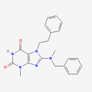 molecular formula C22H23N5O2 B12038941 8-(Benzyl(methyl)amino)-3-methyl-7-phenethyl-1H-purine-2,6(3H,7H)-dione CAS No. 332905-04-1