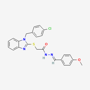 molecular formula C24H21ClN4O2S B12038946 2-{[1-(4-chlorobenzyl)-1H-benzimidazol-2-yl]sulfanyl}-N'-[(E)-(4-methoxyphenyl)methylidene]acetohydrazide 