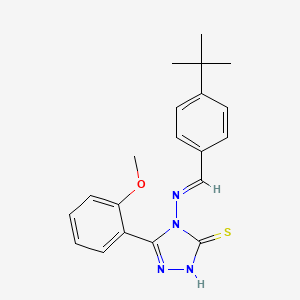 molecular formula C20H22N4OS B12039063 4-((4-Tert-butylbenzylidene)amino)-5-(2-methoxyphenyl)-4H-1,2,4-triazole-3-thiol CAS No. 478256-67-6