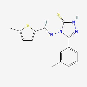molecular formula C15H14N4S2 B12039090 4-(((5-Methylthiophen-2-yl)methylene)amino)-3-(m-tolyl)-1H-1,2,4-triazole-5(4H)-thione CAS No. 478256-24-5