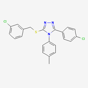 molecular formula C22H17Cl2N3S B12039095 3-((3-Chlorobenzyl)thio)-5-(4-chlorophenyl)-4-(p-tolyl)-4H-1,2,4-triazole CAS No. 477332-59-5