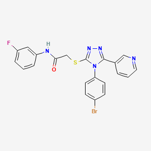 molecular formula C21H15BrFN5OS B12039267 2-{[4-(4-bromophenyl)-5-(pyridin-3-yl)-4H-1,2,4-triazol-3-yl]sulfanyl}-N-(3-fluorophenyl)acetamide CAS No. 477331-26-3