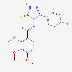 molecular formula C18H17FN4O3S B12039298 5-(4-fluorophenyl)-4-{[(E)-(2,3,4-trimethoxyphenyl)methylidene]amino}-4H-1,2,4-triazol-3-yl hydrosulfide 