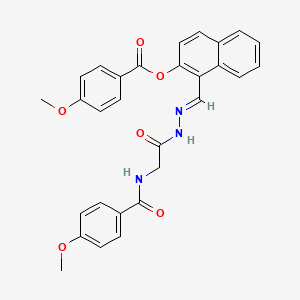 molecular formula C29H25N3O6 B12039374 [1-[(E)-[[2-[(4-methoxybenzoyl)amino]acetyl]hydrazinylidene]methyl]naphthalen-2-yl] 4-methoxybenzoate CAS No. 769151-32-8