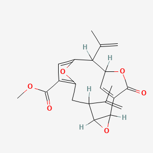 Methyl 14-oxo-5,11-bis(prop-1-en-2-yl)-3,13,16-trioxatetracyclo[10.2.1.17,10.02,4]hexadeca-1(15),7,9-triene-8-carboxylate