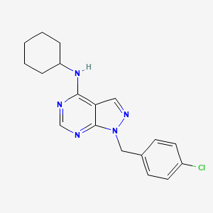 molecular formula C18H20ClN5 B12039427 1-[(4-chlorophenyl)methyl]-N-cyclohexylpyrazolo[3,4-d]pyrimidin-4-amine CAS No. 4857-51-6