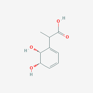 molecular formula C9H12O4 B1203955 cis-3-(1-Carboxy-ethyl)-3,5-cyclo-hexadiene-1,2-diol 