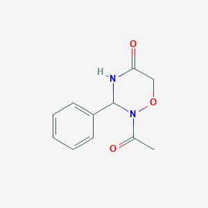 molecular formula C11H12N2O3 B1203967 2-Acetyl-3-phenyl-tetrahydro-1,2,4-oxadiazine-5-one CAS No. 83395-43-1