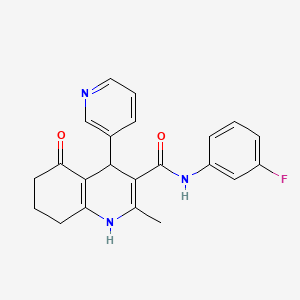 molecular formula C22H20FN3O2 B12039899 N-(3-Fluorophenyl)-2-methyl-5-oxo-4-(3-pyridinyl)-1,4,5,6,7,8-hexahydro-3-quinolinecarboxamide CAS No. 406183-25-3