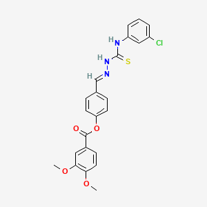 molecular formula C23H20ClN3O4S B12039934 4-(2-((3-Chloroanilino)carbothioyl)carbohydrazonoyl)phenyl 3,4-dimethoxybenzoate CAS No. 767320-31-0