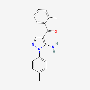 molecular formula C18H17N3O B12039947 (5-Amino-1-P-tolyl-1H-pyrazol-4-YL)(O-tolyl)methanone CAS No. 618091-15-9