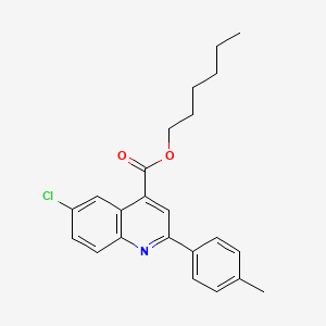 molecular formula C23H24ClNO2 B12039968 Hexyl 6-chloro-2-(4-methylphenyl)-4-quinolinecarboxylate CAS No. 355421-11-3