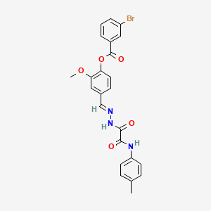 molecular formula C24H20BrN3O5 B12039989 2-Methoxy-4-(2-(oxo(4-toluidino)acetyl)carbohydrazonoyl)phenyl 3-bromobenzoate CAS No. 769153-31-3