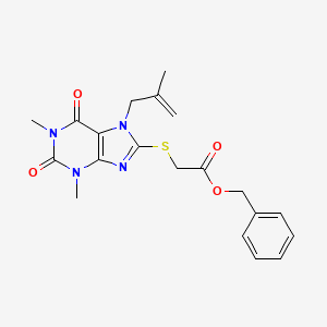 molecular formula C20H22N4O4S B12040058 Benzyl {[1,3-dimethyl-7-(2-methyl-2-propenyl)-2,6-dioxo-2,3,6,7-tetrahydro-1H-purin-8-YL]sulfanyl}acetate 