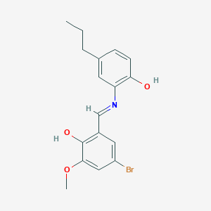 molecular formula C17H18BrNO3 B12040133 4-bromo-2-{(E)-[(2-hydroxy-5-propylphenyl)imino]methyl}-6-methoxyphenol 
