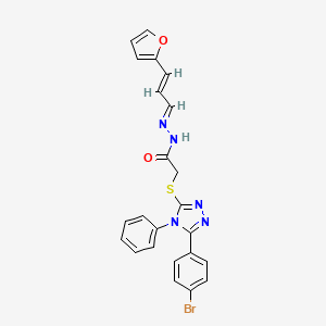 molecular formula C23H18BrN5O2S B12040183 2-{[5-(4-bromophenyl)-4-phenyl-4H-1,2,4-triazol-3-yl]sulfanyl}-N'-[(E,2E)-3-(2-furyl)-2-propenylidene]acetohydrazide 