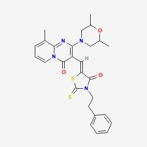molecular formula C27H28N4O3S2 B12040348 (5Z)-5-[[2-(2,6-dimethylmorpholin-4-yl)-9-methyl-4-oxopyrido[1,2-a]pyrimidin-3-yl]methylidene]-3-(2-phenylethyl)-2-sulfanylidene-1,3-thiazolidin-4-one CAS No. 374545-31-0