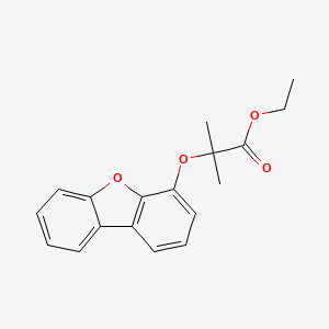molecular formula C18H18O4 B1204038 Propanoic acid, 2-(4-dibenzofuranyloxy)-2-methyl-, ethyl ester CAS No. 41799-25-1