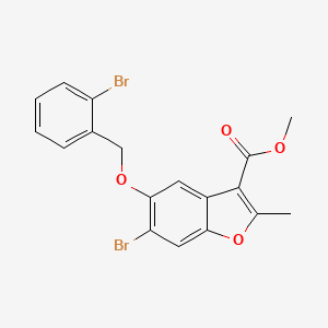 molecular formula C18H14Br2O4 B12040425 Methyl 6-bromo-5-[(2-bromobenzyl)oxy]-2-methyl-1-benzofuran-3-carboxylate 