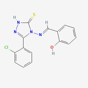 molecular formula C15H11ClN4OS B12040473 2-(((3-(2-Chlorophenyl)-5-mercapto-4H-1,2,4-triazol-4-yl)imino)methyl)phenol CAS No. 160285-05-2