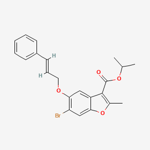 molecular formula C22H21BrO4 B12040684 isopropyl 6-bromo-2-methyl-5-{[(2E)-3-phenyl-2-propenyl]oxy}-1-benzofuran-3-carboxylate 