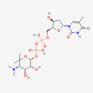 molecular formula C19H33N3O14P2 B1204075 dTDP-4-dimethylamino-4,6-dideoxy-5-C-methyl-L-mannose 