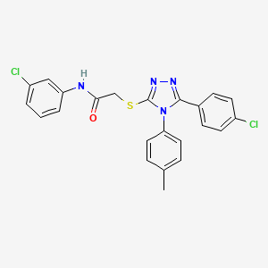 molecular formula C23H18Cl2N4OS B12040820 N-(3-chlorophenyl)-2-{[5-(4-chlorophenyl)-4-(4-methylphenyl)-4H-1,2,4-triazol-3-yl]sulfanyl}acetamide CAS No. 477332-76-6