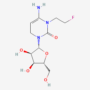 molecular formula C11H18FN3O5 B1204095 6-amino-3-[(2R,3R,4S,5R)-3,4-dihydroxy-5-(hydroxymethyl)oxolan-2-yl]-1-(2-fluoroethyl)-4H-pyrimidin-2-one CAS No. 66401-15-8